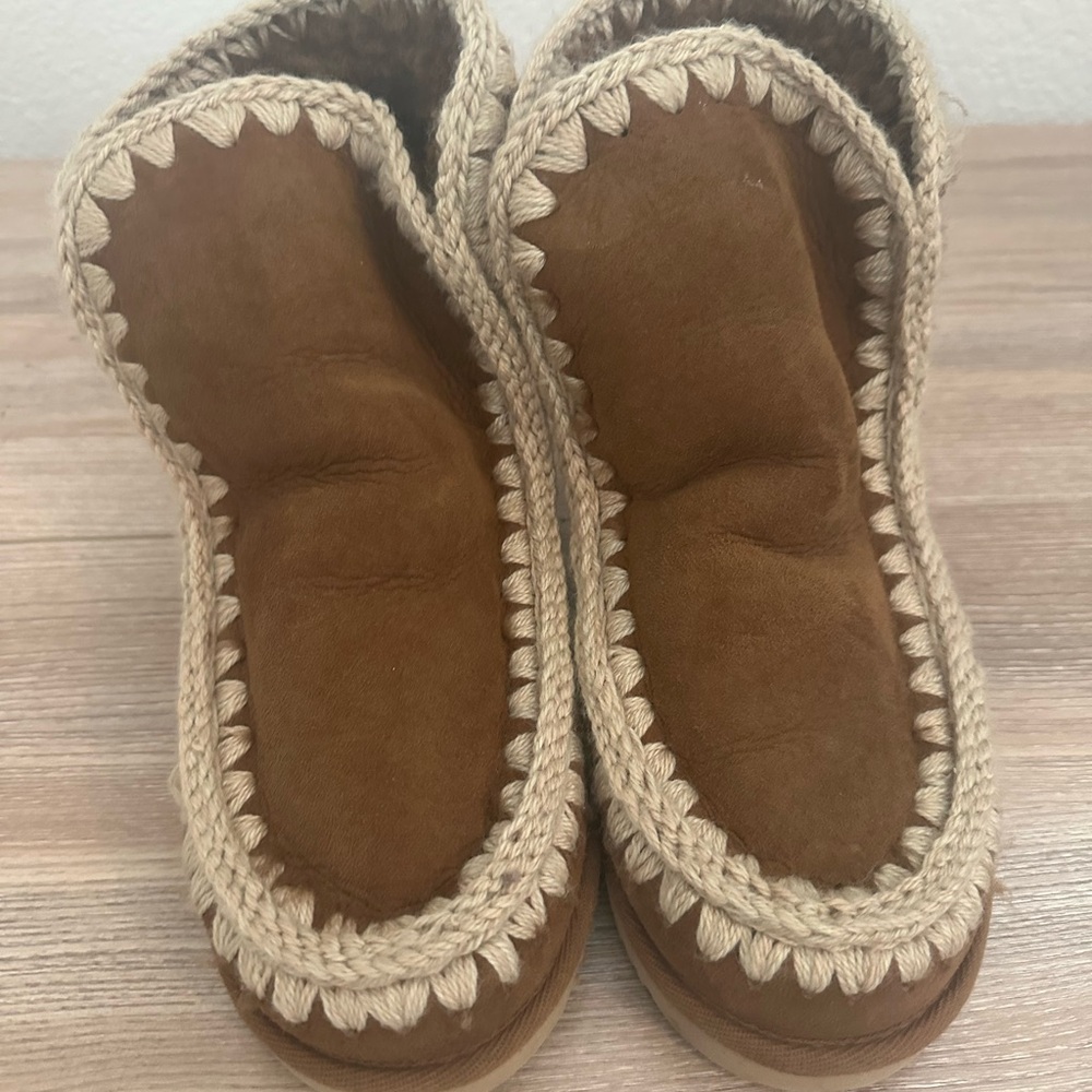 Mou Brown Ankle Boots with Cream Accents